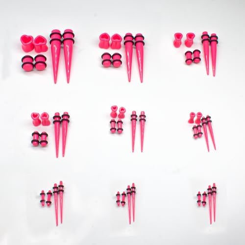 Marsrut 48 PCS Acrylic Gauge Kit Tapers Heart Tunnels Plug 14G-0000G Ear Stretching Set