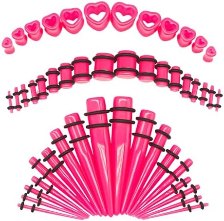 Marsrut 48 PCS Acrylic Gauge Kit Tapers Heart Tunnels Plug 14G-0000G Ear Stretching Set