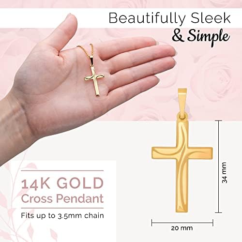 MAZZERI 14k Gold Cross Pendant Hypoallergenic Gold Religious Charms For Men And Women Handcrafted In The USA