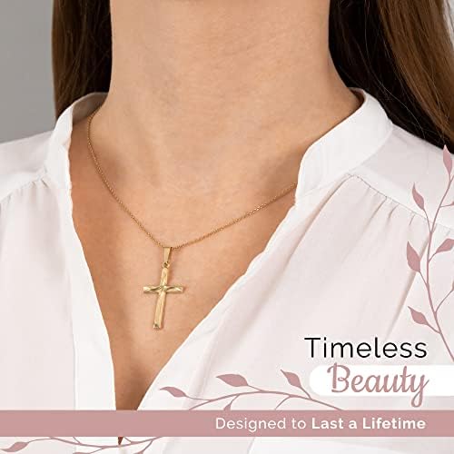 MAZZERI 14k Gold Cross Pendant Hypoallergenic Gold Religious Charms For Men And Women Handcrafted In The USA