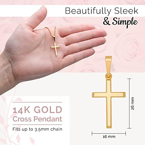 MAZZERI 14k Gold Cross Pendant Hypoallergenic Gold Religious Charms For Men And Women Handcrafted In The USA - (1 Inch)