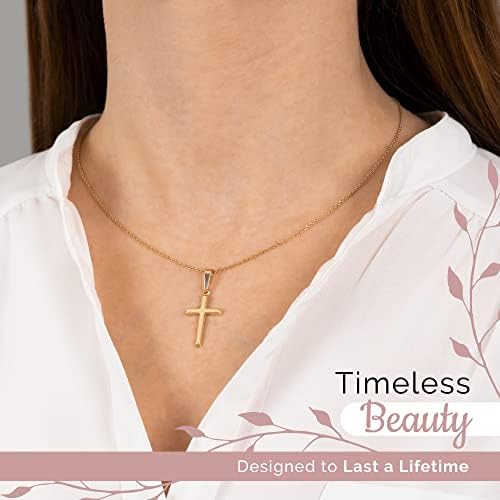 MAZZERI 14k Gold Cross Pendant Hypoallergenic Gold Religious Charms For Men And Women Handcrafted In The USA - (1 Inch)