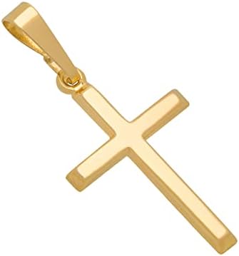 MAZZERI 14k Gold Cross Pendant Hypoallergenic Gold Religious Charms for Men and Women Handcrafted in the USA - (1 Inch)