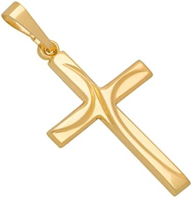 MAZZERI 14k Gold Cross Pendant Hypoallergenic Gold Religious Charms for Men and Women Handcrafted in the USA