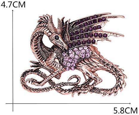 Medieval Dragon Crystal Rhinestone Animal Brooch Pin Decorative Safety Pins For Clothing