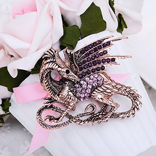 Medieval Dragon Crystal Rhinestone Animal Brooch Pin Decorative Safety Pins For Clothing