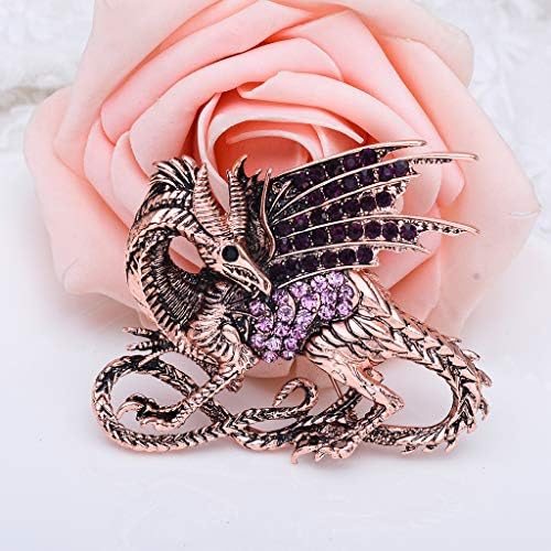 Medieval Dragon Crystal Rhinestone Animal Brooch Pin Decorative Safety Pins For Clothing