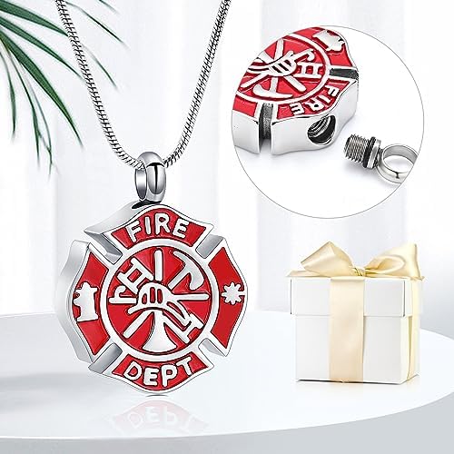 Memorial Jewelry Firefighter Fire Dept Round Cremation Pendant Cremation Jewelry For Ashes