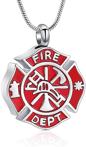 memorial jewelry Firefighter Fire Dept Round Cremation Pendant Cremation Jewelry for Ashes