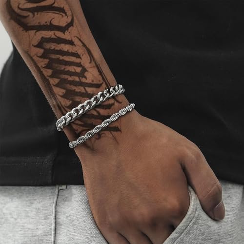 Mens Bracelet Silver Bracelets For Men Boyfriend As Stainless Steel Bracelet Boys Bracelets Silver Cuban Link Bracelet For Men Bracelet As Waterproof Men Jewelry Men Accessories