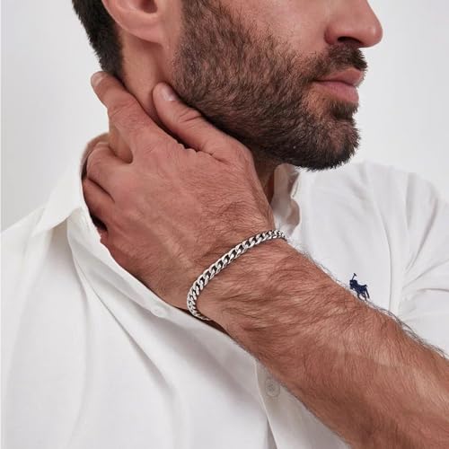 Mens Bracelet Silver Bracelets For Men Boyfriend As Stainless Steel Bracelet Boys Bracelets Silver Cuban Link Bracelet For Men Bracelet As Waterproof Men Jewelry Men Accessories