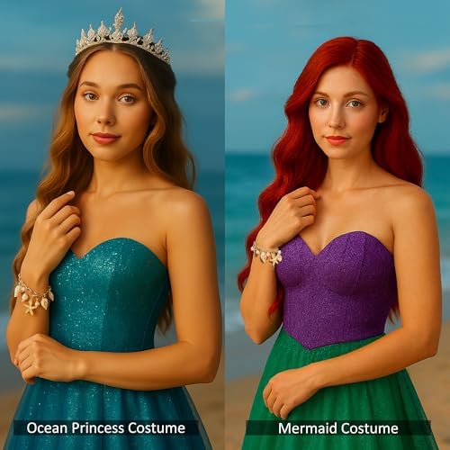 Mermaid Costume Accessories Women Mermaid Starfish Bracelet – Halloween Costume Accessories For Girls & Women Ocean Seashell Charm Jewelry For Mermaid Dress Up