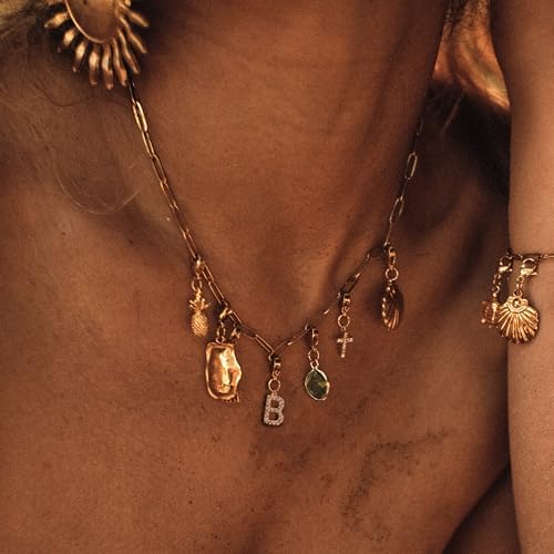 MignonandMignon Custom Gold Charm Necklace Personalized Gifts For Mom From Daughter Grandma Necklace Engravable Charms Unique Jewelry Gift For Her -P-CHARM-MIX-N