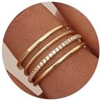 MILACOLATO 14K Gold Plated 1.3mm Thin Stackable Rings for Women - Minimalist Non Tarnish Half Cubic Zirconia Band Rings - Dainty Trendy Statement Stacking Rings Set Size 5-10