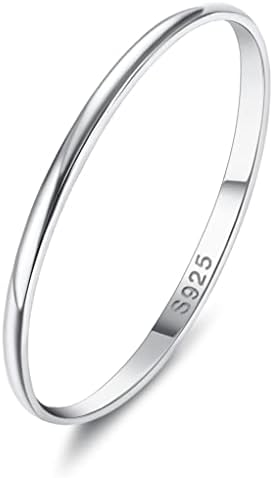 MILACOLATO 925 Sterling Silver Ring for Women Men High Polished Plain Stackable Thumb Rings Tarnish Resistant Wedding Band Ring Comfort Fit Size 4 to 12 1mm 2mm 3mm 4mm 5mm 6mm