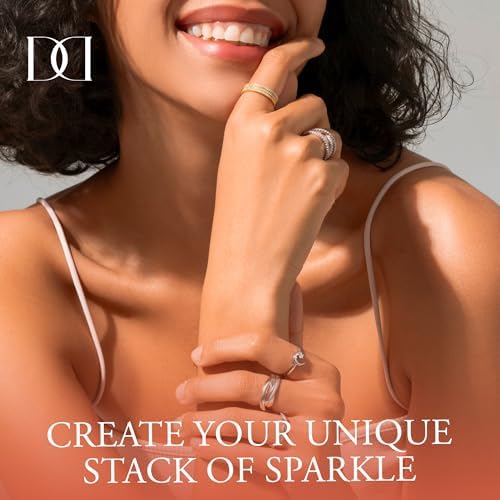 MINDDHA 14K Gold Plated- Cubic Zirconia Simulated Diamond Stackable Eternity Bands/Silver Gold Rings For Women- 1.5mm 2mm Stacking Rings For Oura Gen 4/Oura Gen 3 Size 4-12