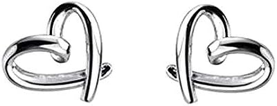 Minimalist Heart Sterling Silver Earrings for Women Girls Teens Charm Hollow Love Hearted Stud Tiny Small Cartilage Tragus Post Pin Hypoallergenic Pierced Ear Christmas Birthday Halloween Thanksgiving Jewelry Gifts