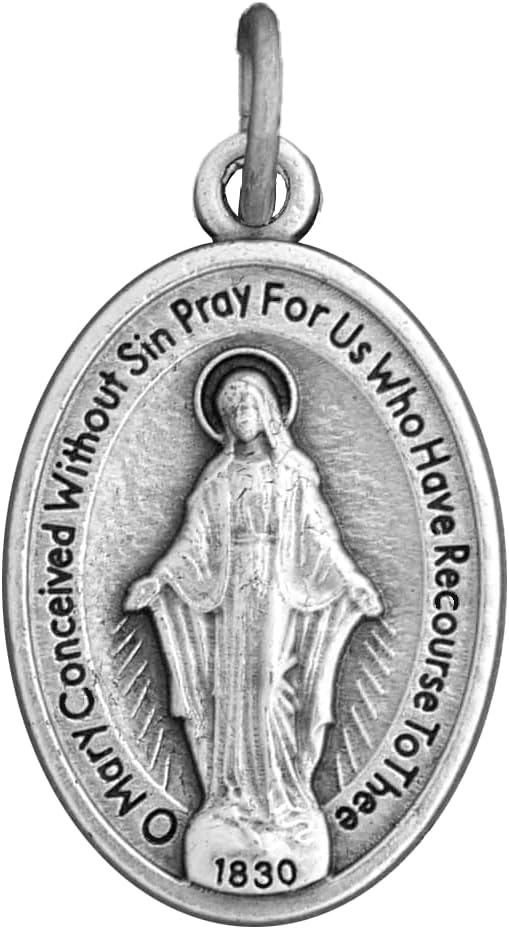Miraculous Medals Bulk Pack (Regular 1 Inch) Silver-Plated Medals Made In Italy - Catholic Gifts For Evangelization