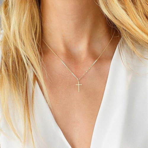 MONOZO Cross Necklace For Women 14K Gold Plated Cross Necklace Layered Gold Cross Necklace Tiny Sideway Cross Choker Necklace Gold Cross Necklaces For Women Trendy Gold Jewelry Gifts For Women Trendy