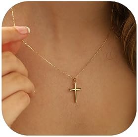 MONOZO Cross Necklace for Women 14K Gold Plated Cross Necklace Layered Gold Cross Necklace Tiny Sideway Cross Choker Necklace Gold Cross Necklaces for Women Trendy Gold Jewelry Gifts for Women Trendy
