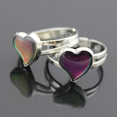 Mood Rings 2 Pcs Heart-Shaped And Turtle Dinosaur Unicorn Horse Ring Color Change Eyes Emotion Feeling Finger Ring Butterfly Moon And Star Mood Rings Size Adjustable For Womens Girls