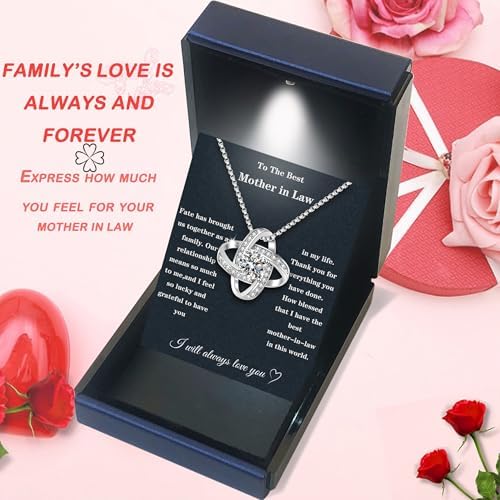 Mother In Law Necklace 925 Sterling Silver Mother In Law Christmas Gifts Mothers Day Gifts For Mother In Law With Message Card &Gift Box