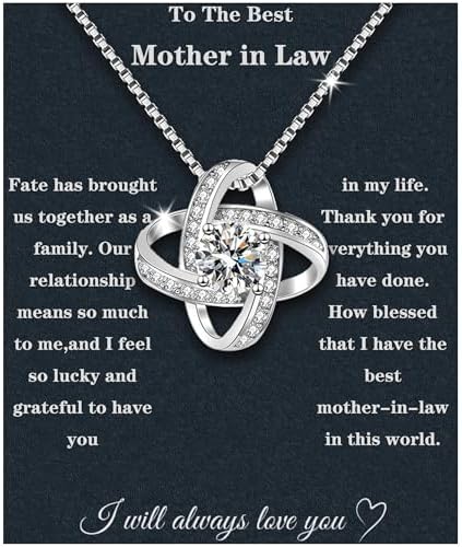 Mother In Law Necklace 925 Sterling Silver Mother In Law Christmas Gifts Mothers Day Gifts For Mother In Law With Message Card &Gift Box