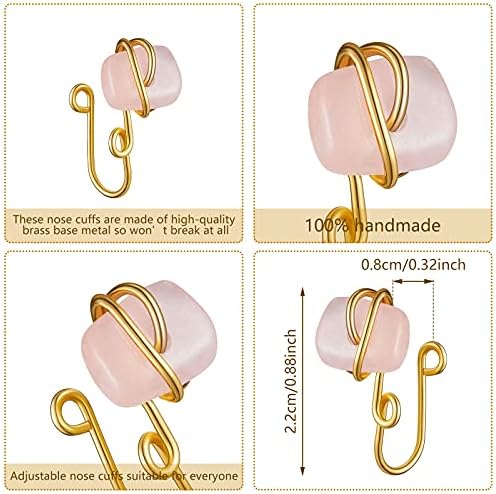 MTLEE 12 Pieces Fake Nose Cuff Rings Crystal Stone African Nose Rings Adjustable Non Piercing Septum For Women Men