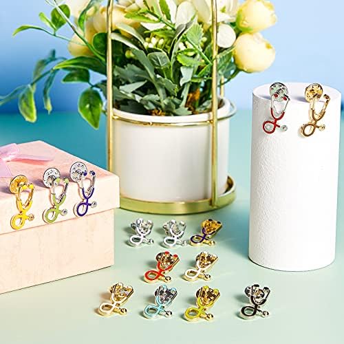 MTLEE Stethoscope Brooch Pins Nurse Week Gifts Daisy Flower Enamel Lapel Pin Clothing Bags Decoration Brooch For Medical Doctor Nurse Graduation Presents Assorted Colors