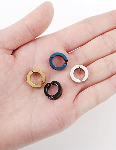 Mudder 8 Pieces Non-Piercing Earrings Ear Clip Fake Ear Hoops For Men And Women Stainless Steel 4 Colors