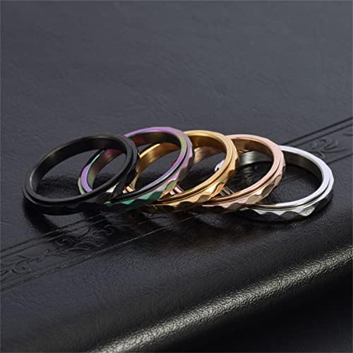 Nanafast 3mm Titanium Steel Anxiety Rings For Women Men Multi-faceted Wedding Band Fidget Rings For Anxiety For Women Rhombus Spinner Ring For Stress Relief Comfort Fit For Engagement