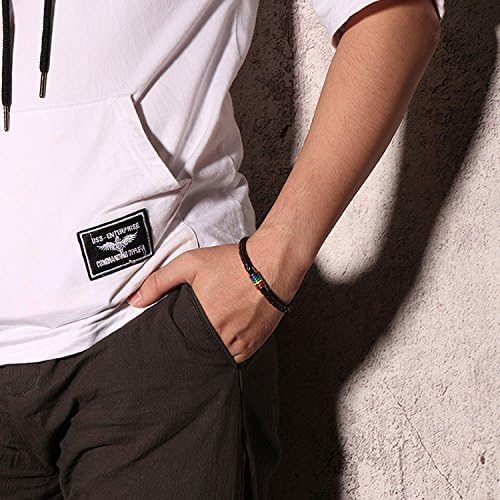 Nanafast Titanium Stainless Steel Rainbow LGBT Pride Bracelet Handmade Braided LGBTQ Pride Bracelets PU Leather Weave Plaited Wristband Jewelry