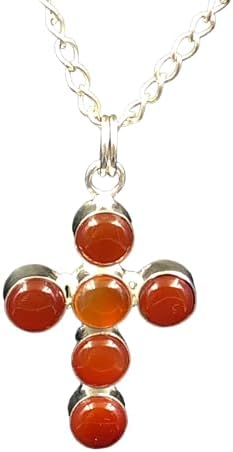 Natural Carnelian Gemstone 925 Solid Silver Handcrafted Precious Cross Pendant 1.60" Long Gemstone Jewelry Cross Pendant For Christmas New Year Gift Unisex Pendant Religious Jesus Pendant