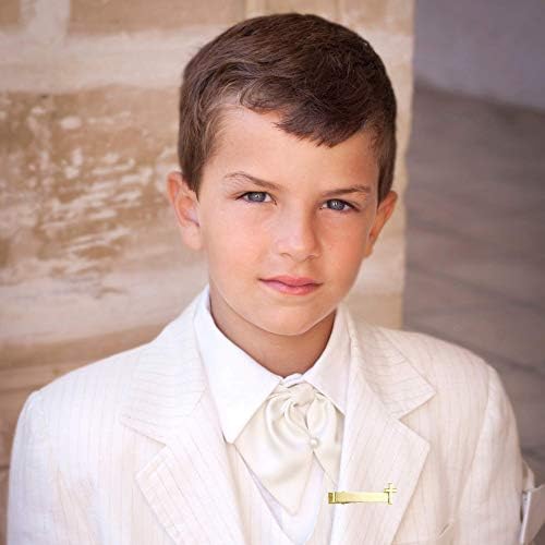 Needzo Gold Tone First Communion Tie Clip With Cross Catholic Boys Outfit Accessory Gift For Godson 1 1/4 Inches