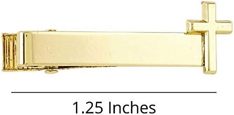 Needzo Gold Tone First Communion Tie Clip With Cross Catholic Boys Outfit Accessory Gift For Godson 1 1/4 Inches