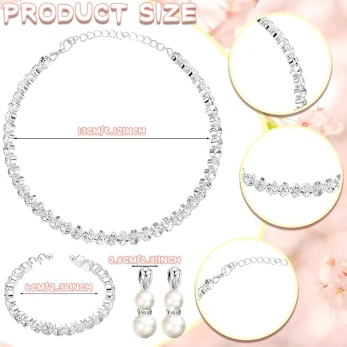 Newcotte 4 Pcs Pearl Necklace Sets For Little Girls Toddler Girls Jewelry Communion Glove For Christmas Tea Party Wedding