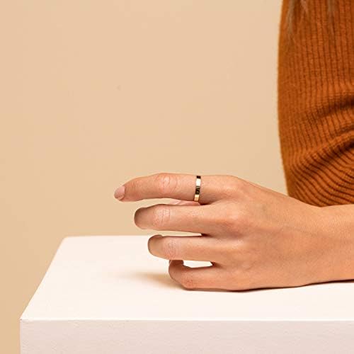 NOKMIT 3mm 14K Gold Filled Rings For Women Girls Dainty Gold Stacking Stackable Band Thin Gold Thumb Pinky Finger Ring Non Tarnish Comfort Fit Size 4 To 11