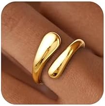 Non Tarnish Gold Chunky Rings for Women Gold Statement Dome Rings Stacking Silver Adjustable Mens Eternity Wedding Band Mixed Metal Jewelry Size 3-13
