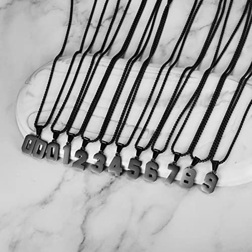 Number Necklace For Boy Black Athletes Number Stainless Steel Chain 00-99 Number Charm Pendant Personalized Sports Jewelry For Men Basketball Baseball Football