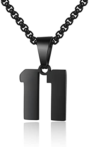Number Necklace for Boy Black Athletes Number Stainless Steel Chain 00-99 Number Charm Pendant Personalized Sports Jewelry for Men Basketball Baseball Football
