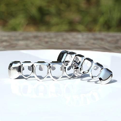 Open Face Grillz Teeth 24k Gold Grillz Plated Caps New Custom Fit Top & Bottom Grill Set For Kids + Extra Molding Bars + Microfiber Cloth