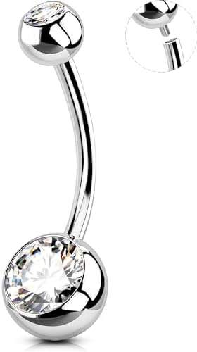 OUFER Belly Button Rings Surgical Stee Internally Threaded Belly Rings 14G Belly Piercing Jewelry Belly Button Rings Navel Piercing Jewelry For Women Men