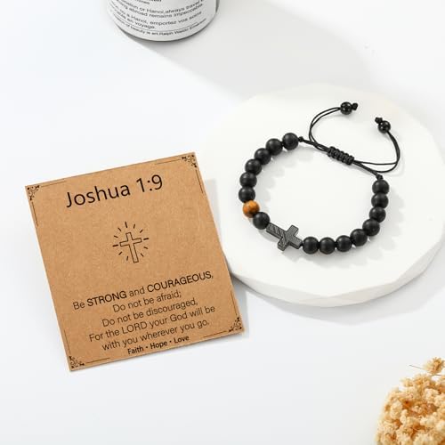 P. BLAKE Cross Bracelet Gifts For Teen Teenage Boys American Flag Cross Beads Bracelet Christian Religious Christmas Easter Baptism Jewelry Gifts For Son Grandson