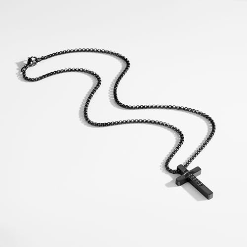 P.BLAKE Football Cross Necklace For Boys Kids Men Stainless Steel Cross Pendant Chain 16/18/20/22/24 Inches Football Accessories Religious Christian Sports Jewelry Gifts