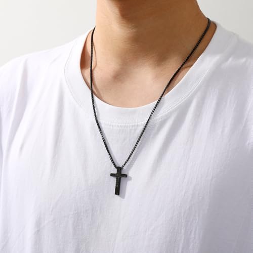 P.BLAKE Football Cross Necklace For Boys Kids Men Stainless Steel Cross Pendant Chain 16/18/20/22/24 Inches Football Accessories Religious Christian Sports Jewelry Gifts