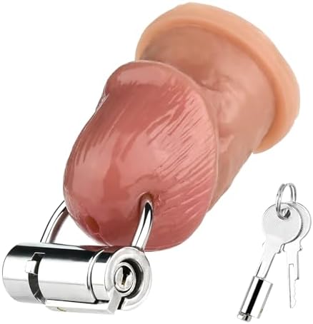 PA Piercing Chastity Device - Chastity Lock Stainless Steel Cock Lock With 2 Keys Glans & Pussy Piercing Secure Discreet BDSM Bondage Gear & Accessories Sex Toy For Men Women (S)
