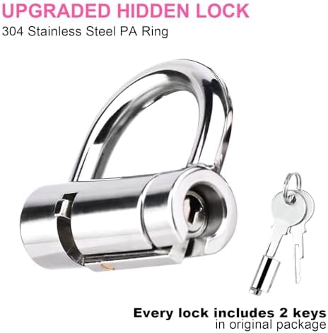 PA Piercing Chastity Device - Chastity Lock Stainless Steel Cock Lock With 2 Keys Glans & Pussy Piercing Secure Discreet BDSM Bondage Gear & Accessories Sex Toy For Men Women (S)