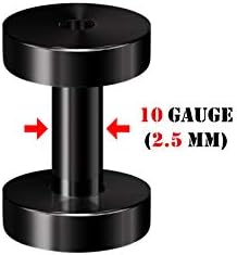 Pair Of 316L Surgical Steel Black Anodized Screw-fit Piercing Jewelry Ear Stretching Lobe Plugs Flesh Tunnel Earring