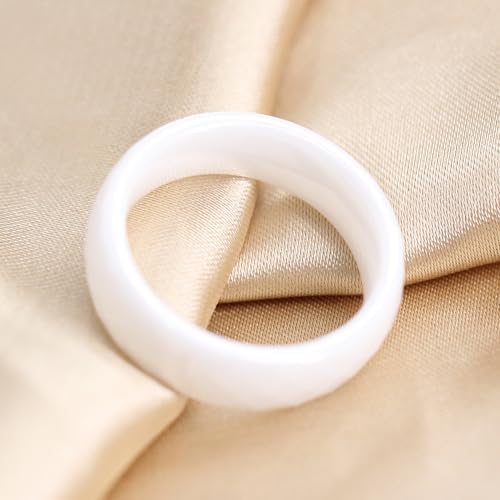 PAMTIER Unisex Ceramic Dainty 6mm Multi-Faceted Rhombic Cut Classic Plain Ring Comfort Fit Engagement Wedding Band