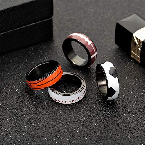 PAMTIER Unisex Stainless Steel Outdoor Sport Spinner Ring Unique NBA Basketball Band